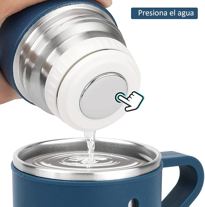 Set de Termo Premium "Compartir es Vivir" - Botella Térmica de 500ml + 3 Tazas de Acero Inoxidable (Incluye Cepillo de Limpieza)